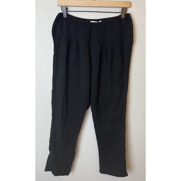 Xirena Womens Elastic Waistband High Rise Slim Cut Gauze Pants Black Size Medium - Picture 1 of 4